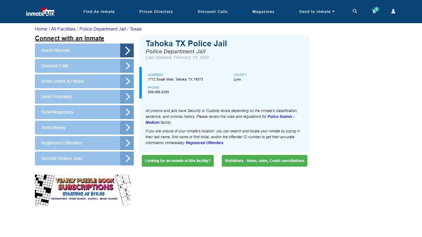 Tahoka TX Police Jail & Inmate Search - Tahoka, TX