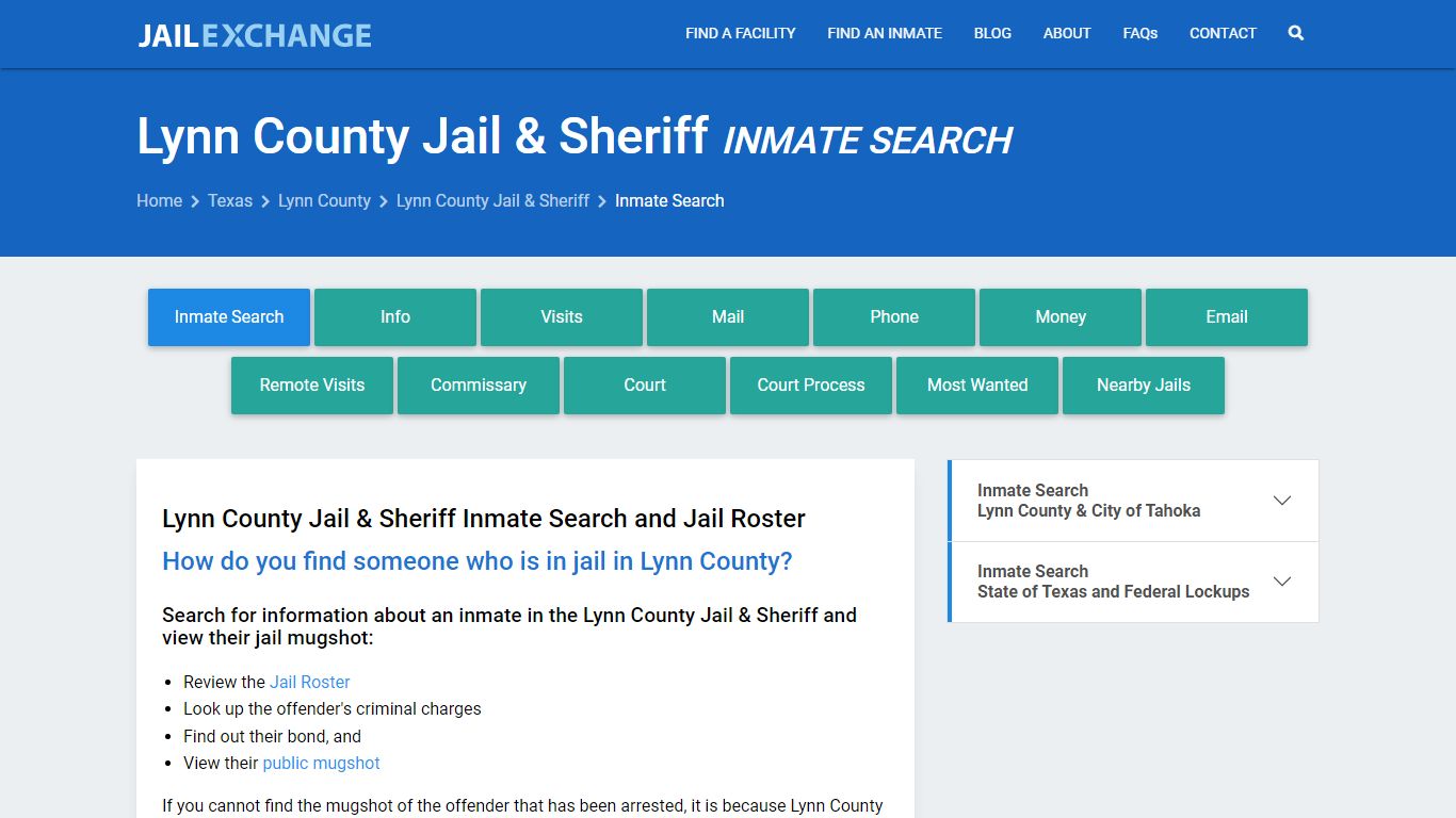 Lynn County Jail & Sheriff Inmate Search - Jail Exchange
