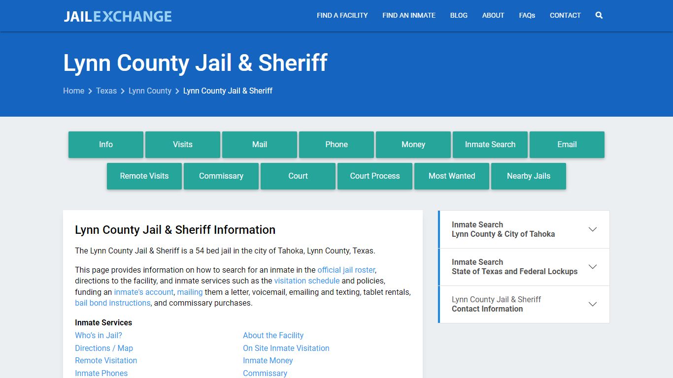 Lynn County Jail & Sheriff, TX Inmate Search, Information